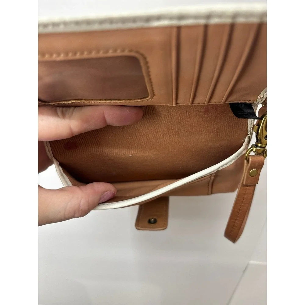 Fossil Cream & Brown Wristlet Wallet (AS IS)
